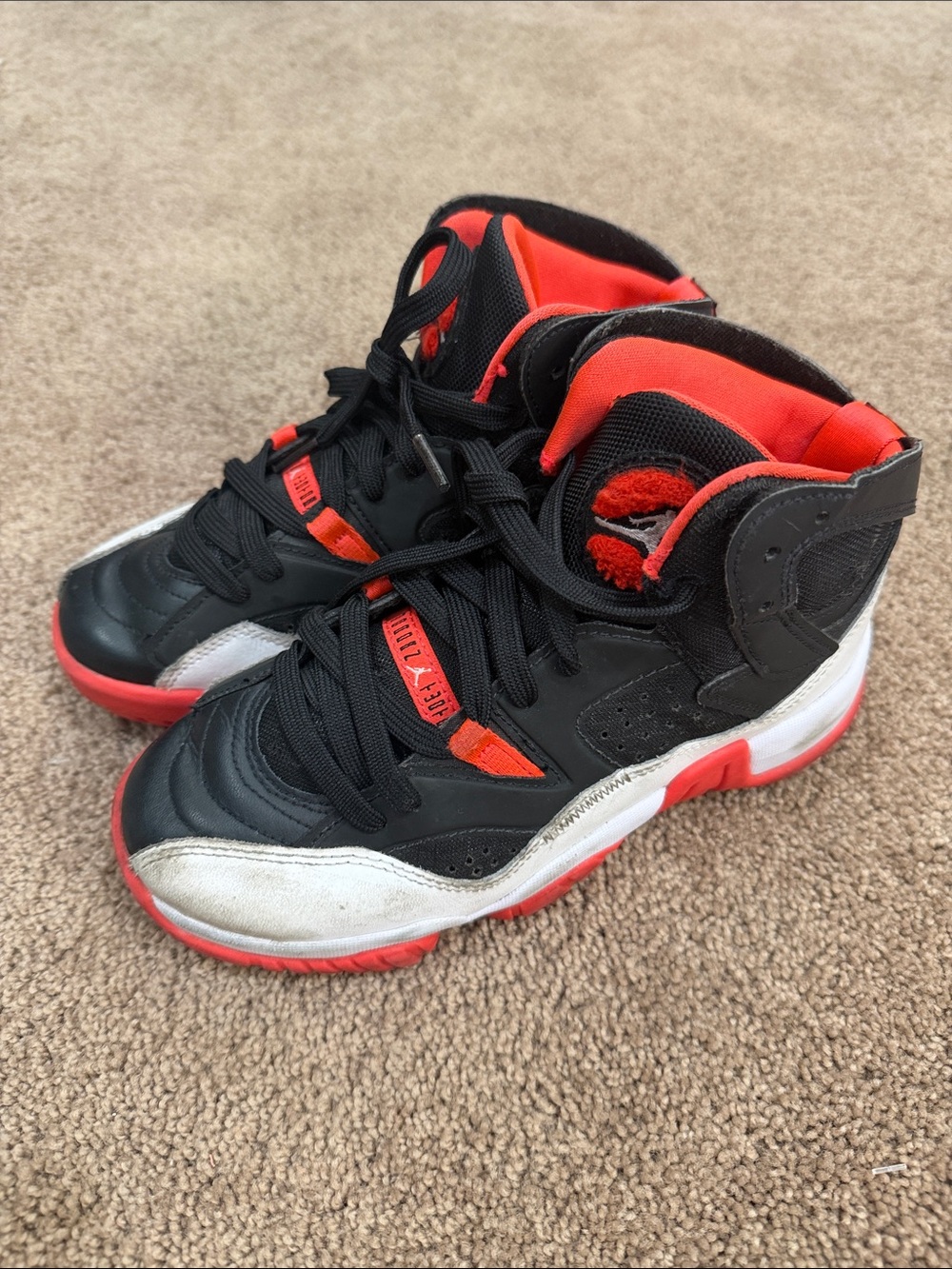 Jordan Kids Black, Red & White High-Top Sneakers